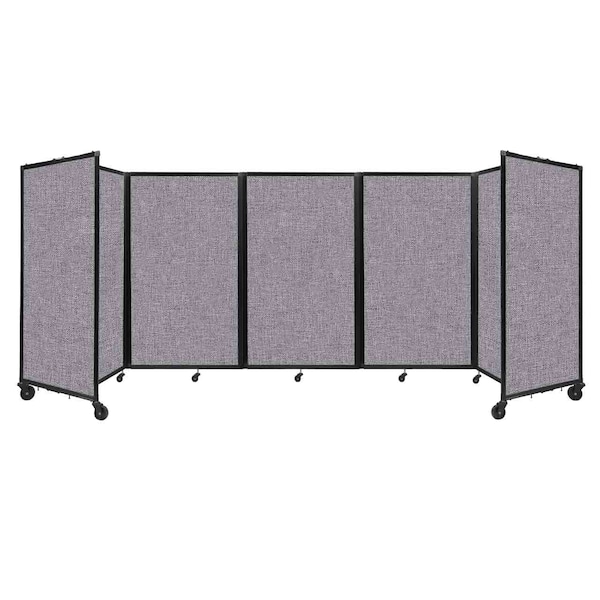 Room Divider 360 Folding Portable Partition 14" x 5' Cloud Gray Fabric
